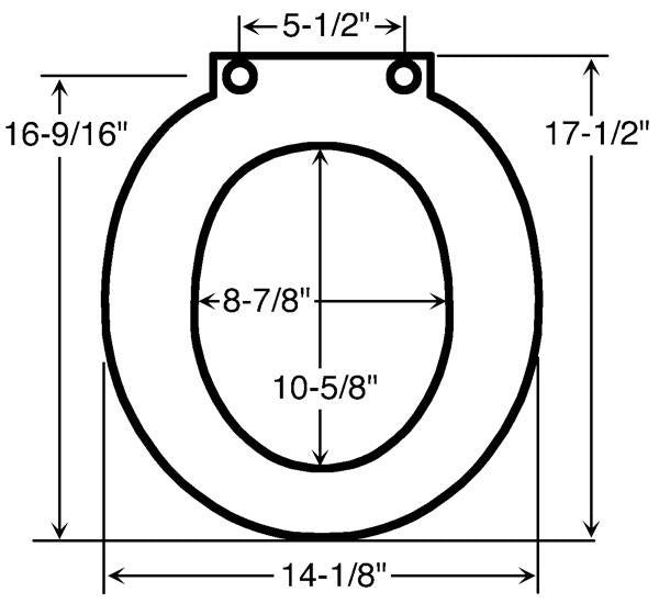 Toilet Seat - Heavy Duty Regular Lift Unit - Church - Dimensions