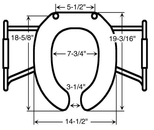 Toilet Seat - Elongated Solid Plastic with Guard Rail