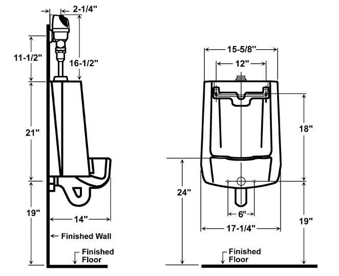 Urinal w/ G2 Optima Plus Flushometer - 0.25 GPF