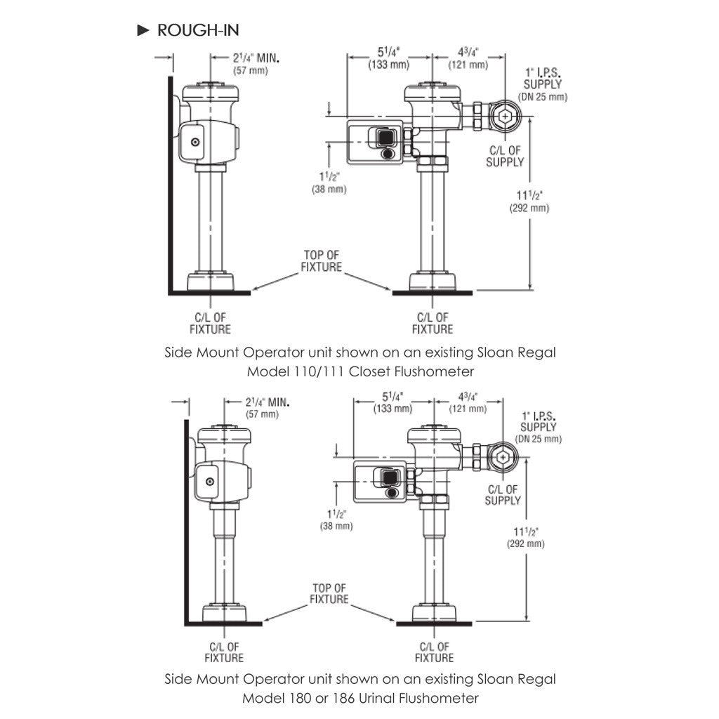Sloan EBV-89-A Side Mount Operator Retrofit with Metal Cover