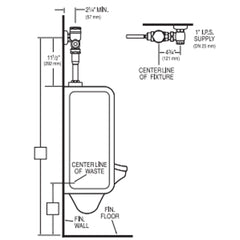 Crown Flushometer 1.0 GPF for Urinal with 1-1/4" Top Spud