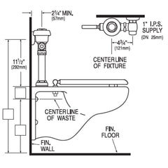 Royal Flushometer 3.5 GPF for Closet with Antimicrobial Handle