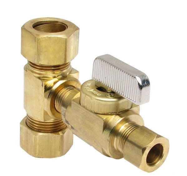 Angle Stop Valve (Ball Type) - 5/8 OD x 5/8 OD x 3/8 OD