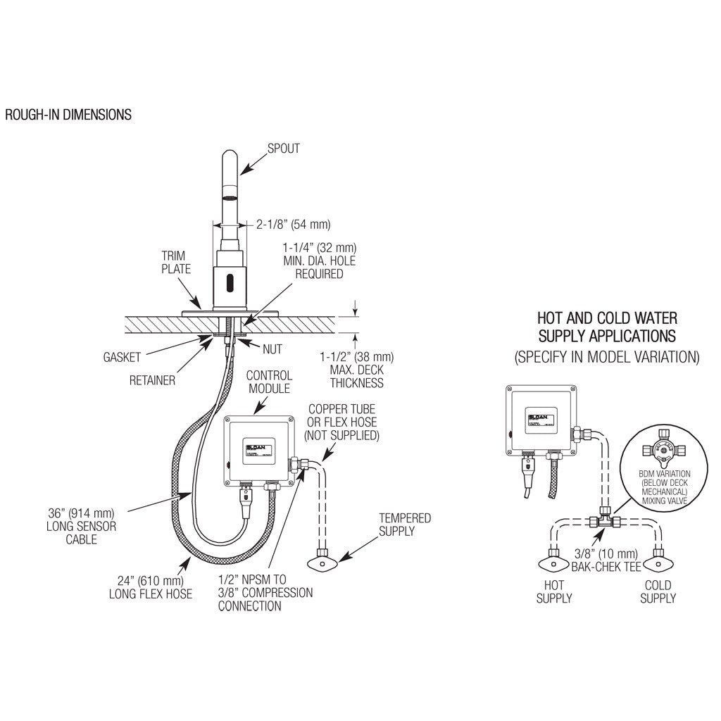 Sloan Gooseneck Faucet 2.2 GPM Single Supply with 4” Base Plate (Battery Powered)