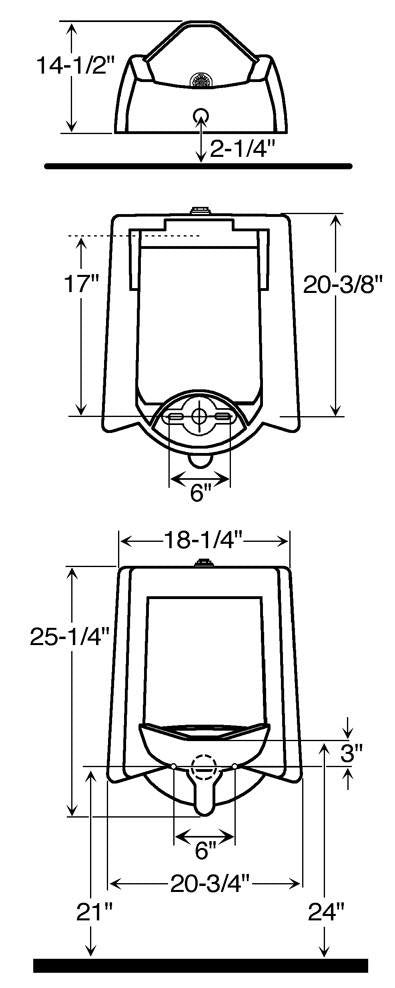 Retrofit Vitreous China - Top Spud Urinal - 0.50 GPF