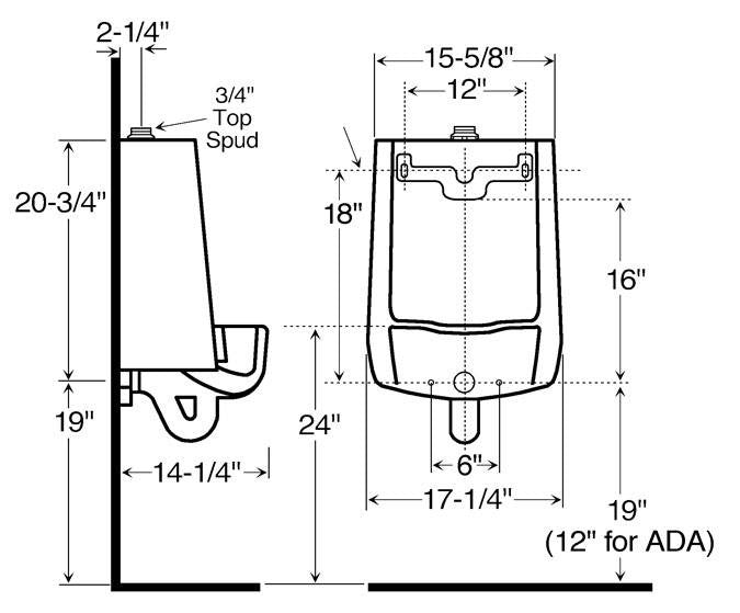 Sloan SU1006 Urinal Rough In dimensions