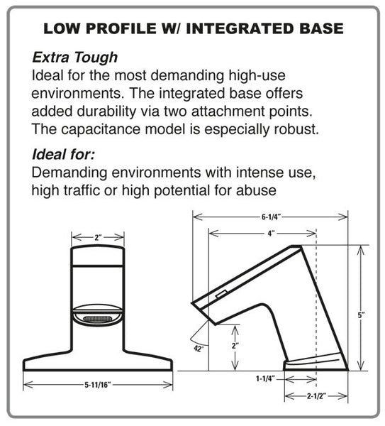 Low Profile BASYS Faucet 0.5 GPM with Base (Battery Powered
