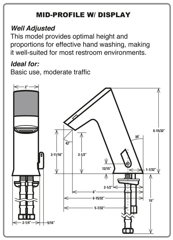 Mid Profile BASYS Faucet w/ Mixer - 1.5 GPM (Solar)