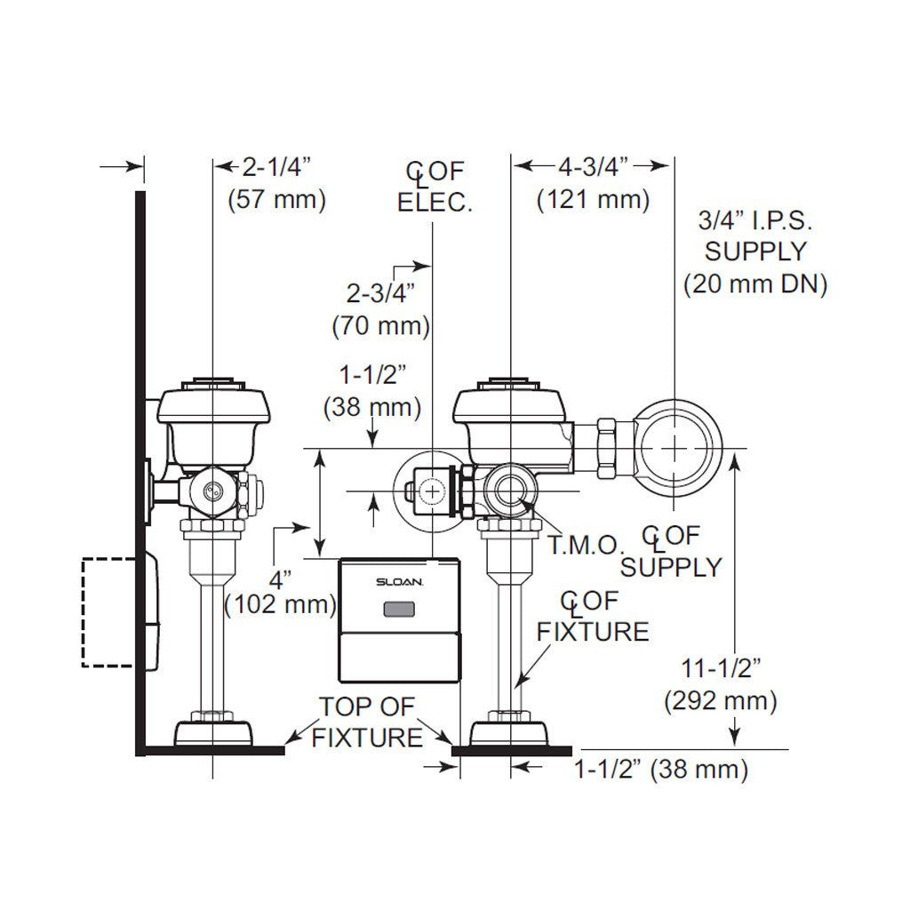 Royal ESS TMO Sensor Flushometer 0.125 GPF for Urinal