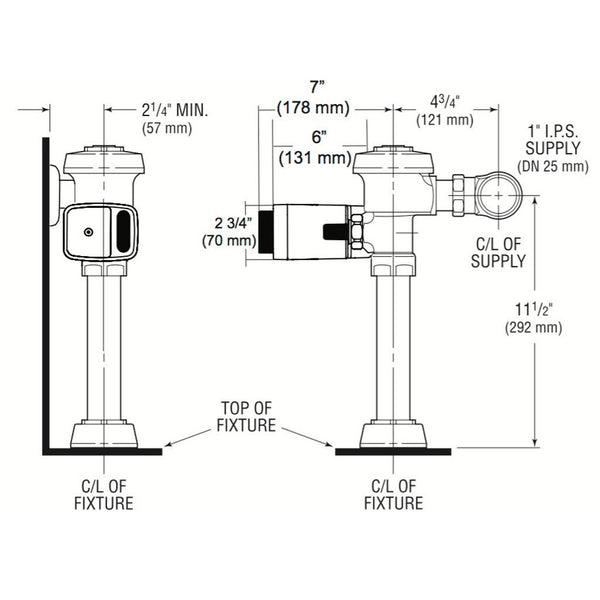 Sloan EBV-500-A Exposed Side Mount Sensor Urinal/Water Closet