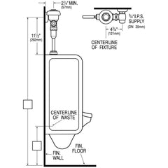 Royal Single Flush Side Mount Flushometer 1.0 GPF for Urinal
