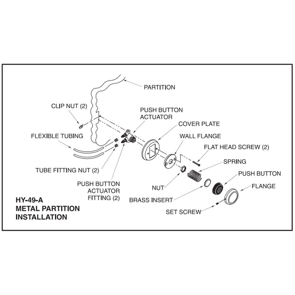 Push Button Actuator - Hydraulic Flushometer Metal Partition Variant (Black Button)