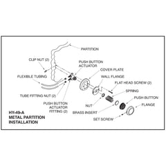 Push Button Actuator - Hydraulic Flushometer Metal Partition Variant (Black Button)