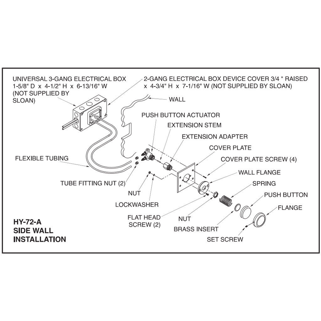 Push Button Actuator - Hydraulic Flushometer Side Wall Variant