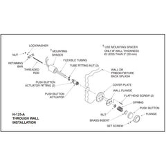 Push Button Actuator - Hydraulic Flushometer Fixture Wall Variant