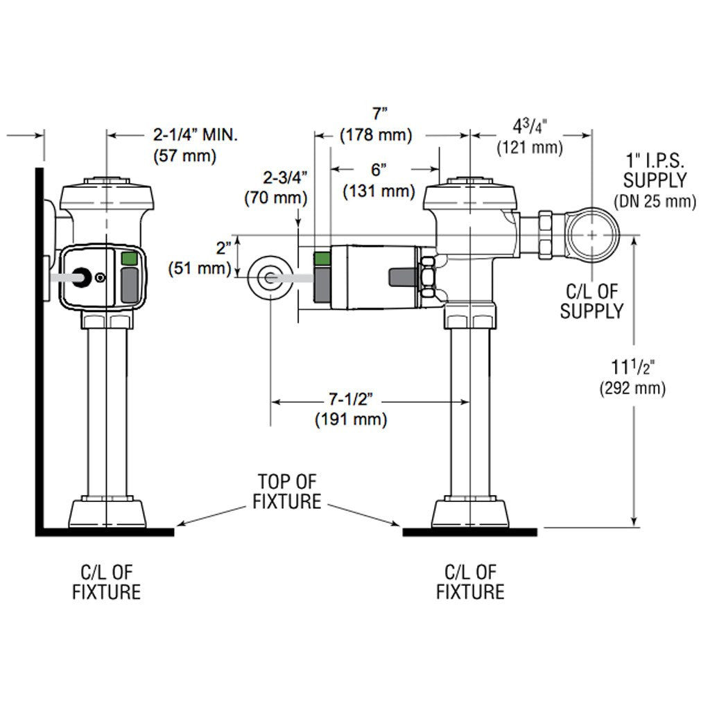 Sloan EL-750-A Dual Flush Side Mount Operator (Hardwired)