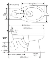 Floor Mount, Rear Outlet, ADA, Top Spud Closet - 1.1 to 1.6 GPF