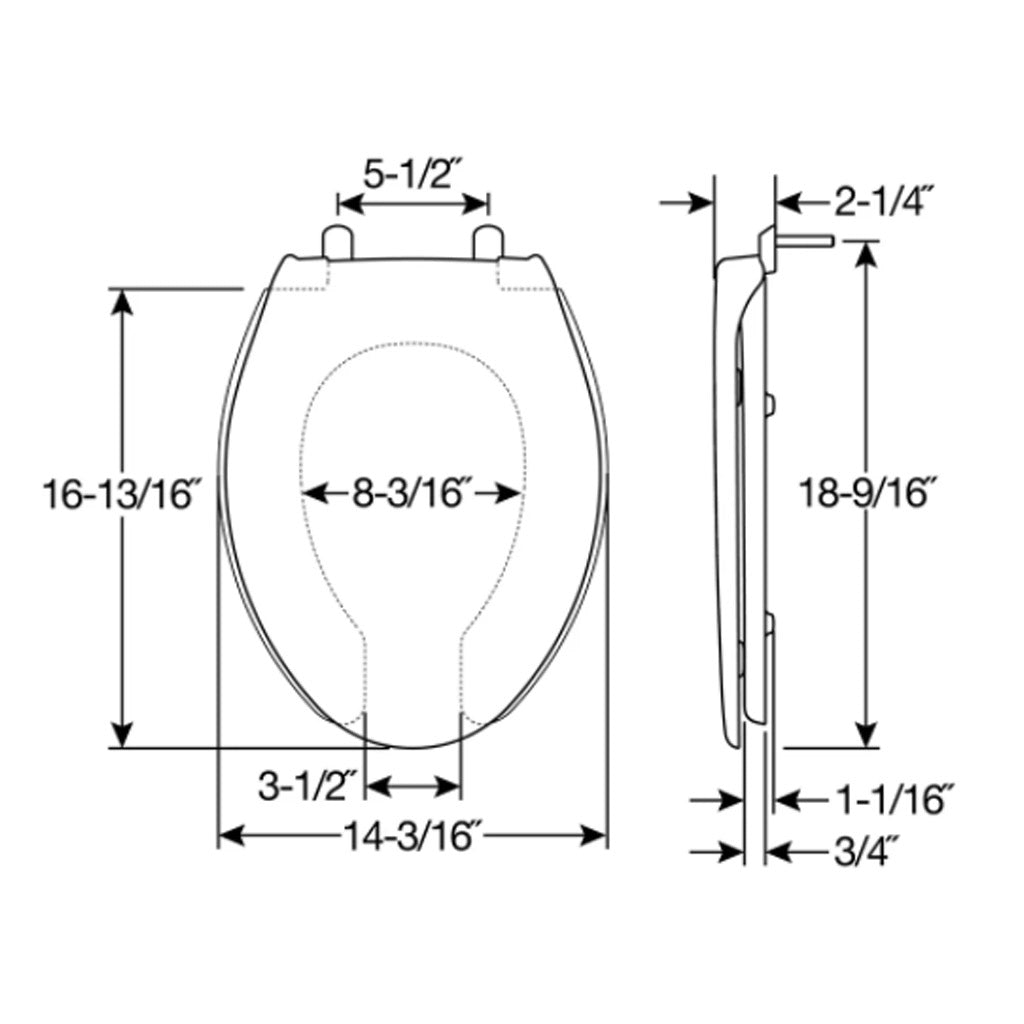 Church Toilet Seat - Elongated Open Front with Cover