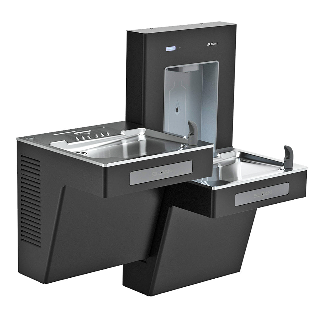 Sloan DRS120-FIL-REF-BLK DropSpot On-Wall Bottle Filler with Bi-Level Water Cooler Black Powder Coat Finish