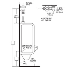 Royal Flushometer 1.0 GPF for Urinal with 1-1/4" Top Spud