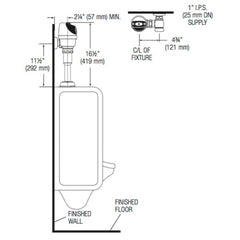 G2 Handsfree Flushometer 1.0 GPF for Urinal with 1-1/4" Top Spud