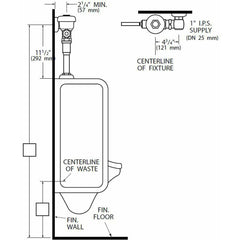Regal Flushometer 1.0 GPF for Urinal with 1-1/4" Top Spud