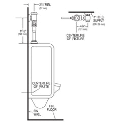 GEM 2 Flushometer 1.0 GPF for Urinal with 1-1/4" Top Spud