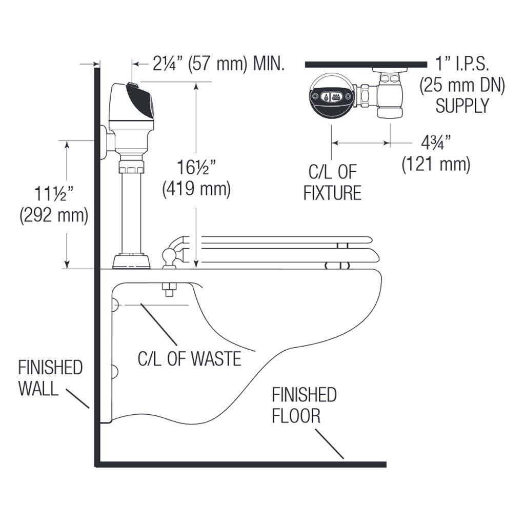 ECOS Dual Flush Flushometer 1.1 GPF or 1.6 GPF for Closet