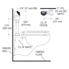 ECOS Dual Flush Flushometer 1.1 GPF or 1.6 GPF for Closet
