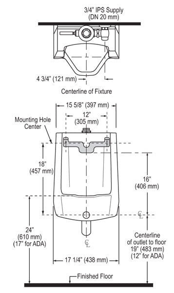 Urinal w/ Royal Flushometer - .125 GPF