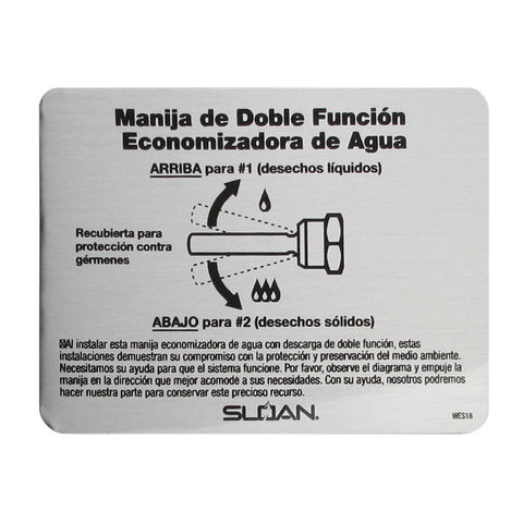 Sloan Dual Flush Spanish Instruction Plate WES22