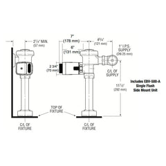 Regal Single Flush Side Mount Flushometer 1.6 GPF for Closet