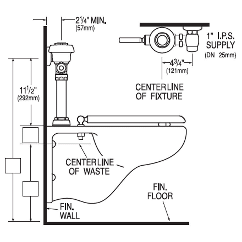 Royal Flushometer 1.6 GPF for Closet with 15" Vacuum Breaker